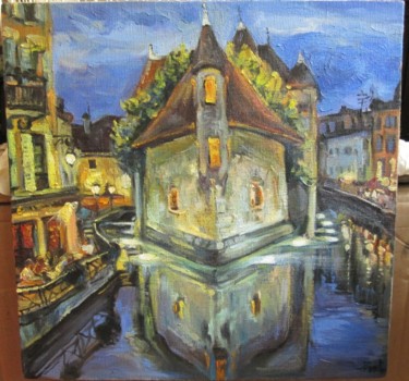绘画 标题为“La nuit d'Annecy” 由Li Jia, 原创艺术品, 油