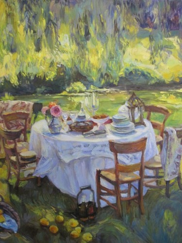 绘画 标题为“公园餐桌” 由Li Jia, 原创艺术品, 油