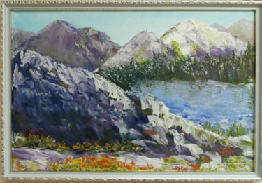 Painting titled "Гірське озеро" by Irina Dontsova, Original Artwork, Oil