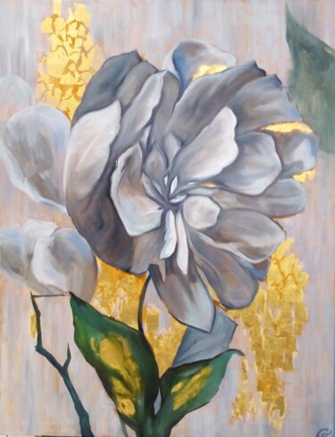 Картина под названием "flower" - Lana Hubanova, Подлинное произведение искусства, Масло