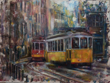 Картина под названием ""Трамвайчики"" - Татьяна Чупис, Подлинное произведение искусства, Масло