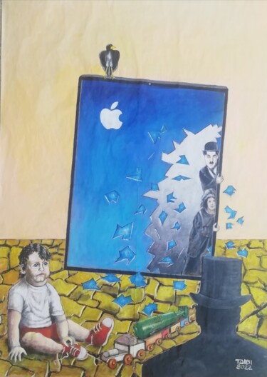 Painting titled "LITTLE BOY" by Giuseppe Taibi, Original Artwork, Acrylic Mounted on Plexiglass