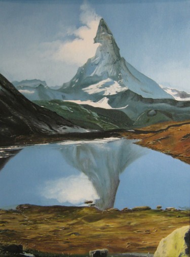 Картина под названием "Швейцарские Альпы.…" - Вера Волкова, Подлинное произведение искусства, Масло