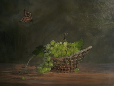 Картина под названием "Натюрморт с виногра…" - Вера Волкова, Подлинное произведение искусства, Масло
