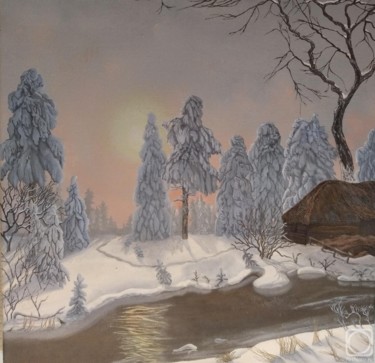 Картина под названием "Зимовье" - Вера Волкова, Подлинное произведение искусства, Масло