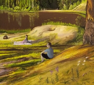 Картина под названием "Юкки. Мальчик сидит…" - Вера Волкова, Подлинное произведение искусства, Масло