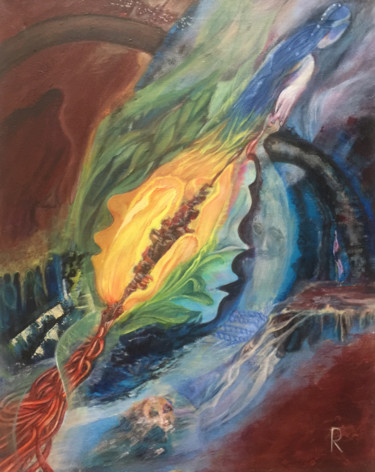 Pittura intitolato ""Свет фантазии"" da Liudmila Rybakova, Opera d'arte originale, Acrilico