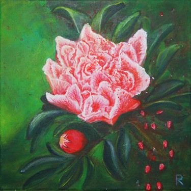 Pintura titulada ""Цветок Граната"" por Liudmila Rybakova, Obra de arte original, Acrílico