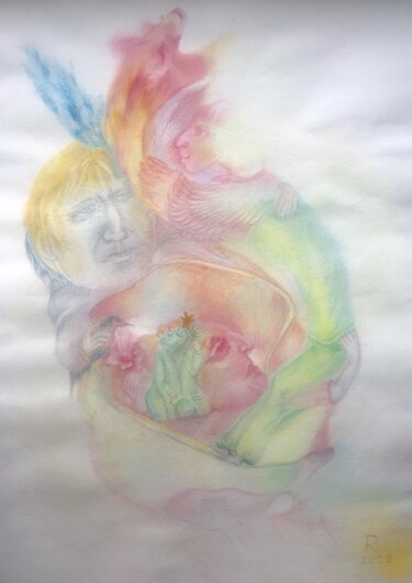 Dessin intitulée "Дыхание планеты" par Liudmila Rybakova, Œuvre d'art originale, Aquarelle
