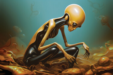 Digitale Kunst getiteld "E.T. or not E.T." door 1personia, Origineel Kunstwerk, AI gegenereerde afbeelding