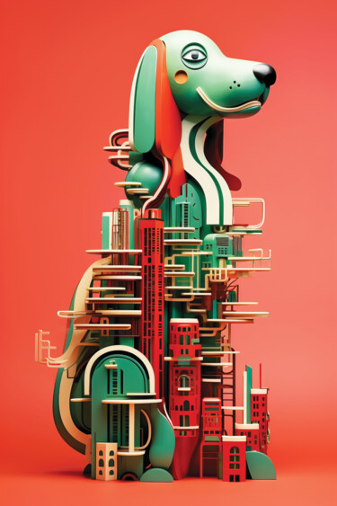 Digitale Kunst mit dem Titel "Plastichien" von 1personia, Original-Kunstwerk, KI-generiertes Bild