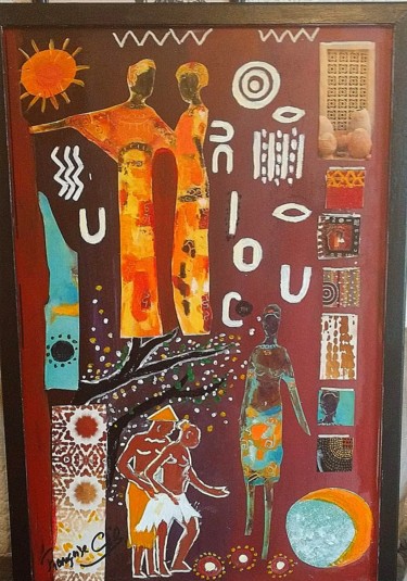 Painting titled "Couleurs d'Afrique" by Françoise Gil, Original Artwork, Acrylic