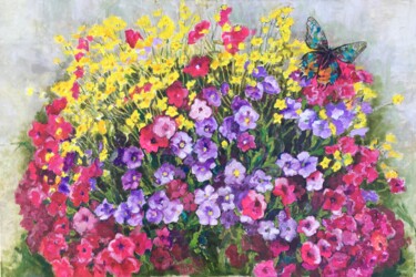 Painting titled "Spring and Summer F…" by Patricia Clements Art, Original Artwork, Oil Mounted on Wood Stretcher frame