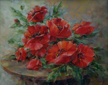 Painting titled "Маковое настроение" by Irina Mironova, Original Artwork, Oil