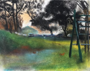 Painting titled "Parc Beauséjour" by Yixiao Li, Original Artwork, Pastel