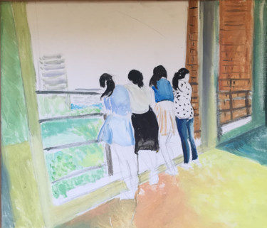 Painting titled "Les copines" by Yixiao Li, Original Artwork, Oil