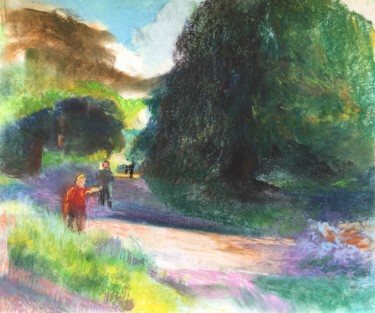 Painting titled "Sous le soleil" by Yixiao Li, Original Artwork, Pastel