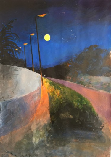 Malerei mit dem Titel "Lumières de la nuit" von Yixiao Li, Original-Kunstwerk, Acryl