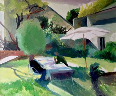 Painting titled "Backyard" by Yixiao Li, Original Artwork, Oil