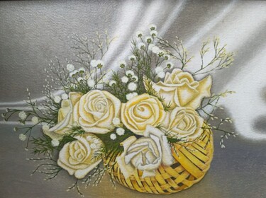Schilderij getiteld "Розы" door Tatyana Kiyashko, Origineel Kunstwerk, Olie