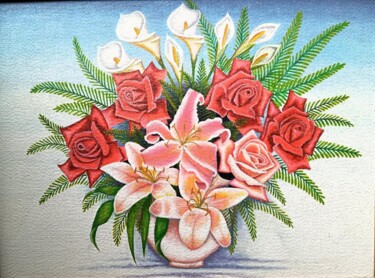 Peinture intitulée "Букет из роз" par Tatyana Kiyashko, Œuvre d'art originale, Huile