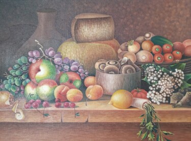 Pintura titulada "Натюрморт с цветами." por Tatyana Kiyashko, Obra de arte original, Oleo