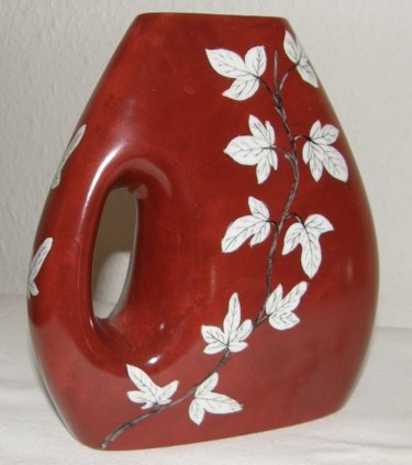Peinture intitulée "Vase poignée rouge" par Madeleine Golay, Œuvre d'art originale
