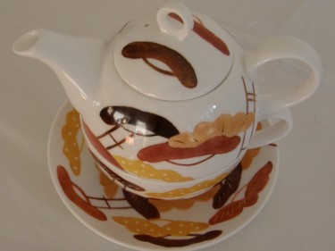 Artisanat intitulée "Tea for One aux feu…" par Madeleine Golay, Œuvre d'art originale