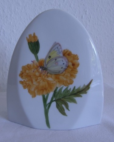 Peinture intitulée "Vase papillons - fa…" par Madeleine Golay, Œuvre d'art originale