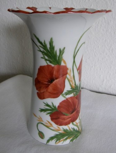 Peinture intitulée "Vase coquelicots" par Madeleine Golay, Œuvre d'art originale
