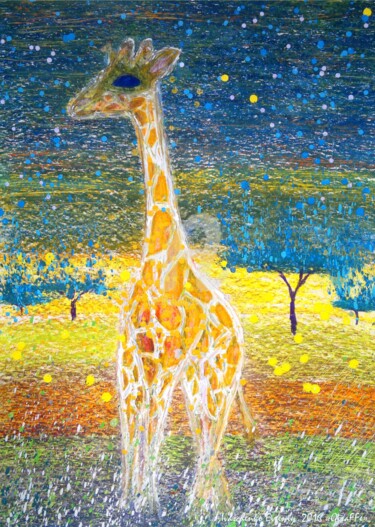 Pittura intitolato "giraffe.jpg" da Evgenii, Opera d'arte originale, Pastello