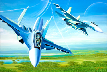 Картина под названием "Dream of flying" - Sergey Popov Pop Art, Подлинное произведение искусства, Масло