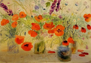 Картина под названием "flowers" - Anisiya, Подлинное произведение искусства
