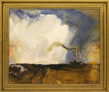 Malerei mit dem Titel "Dampfboot" von Norbert Fleischer, Original-Kunstwerk