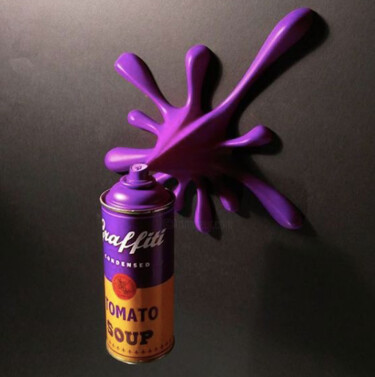 Γλυπτική με τίτλο "Splash It Purple" από 2fast, Αυθεντικά έργα τέχνης, Ρητίνη Τοποθετήθηκε στο Άλλος άκαμπτος πίνακας