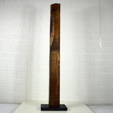Sculpture titled "brown lines" by Vasil Krastanov, Original Artwork, Wood