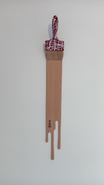 Escultura titulada "COOLeur rouge dripp…" por 2mé / Blondeau, Obra de arte original, Madera