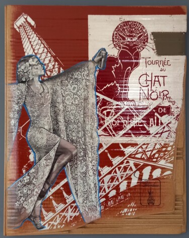 Pittura intitolato "Paris chat noir /2…" da 2mé / Blondeau, Opera d'arte originale, Aerografo