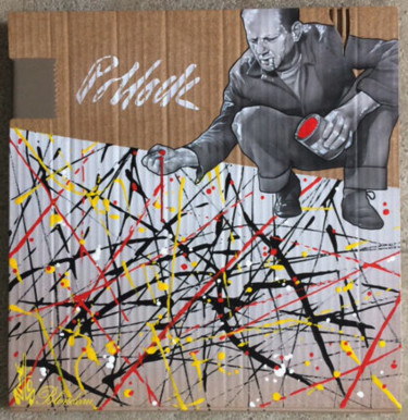 Peinture intitulée "Pollock, rouge..." par 2mé / Blondeau, Œuvre d'art originale, Acrylique