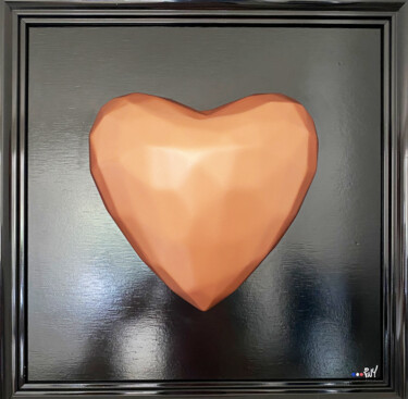 Картина под названием "Heart Love Pink" - 2ny, Подлинное произведение искусства, Акрил Установлен на Деревянная панель