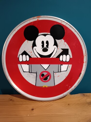 Painting titled "Mickey tombe dans l…" by 2wal, Original Artwork, Spray paint