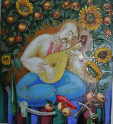 Painting titled "(КОЗАК МАМАЙ)Гуменч…" by Iurii Tiukh, Original Artwork, Oil