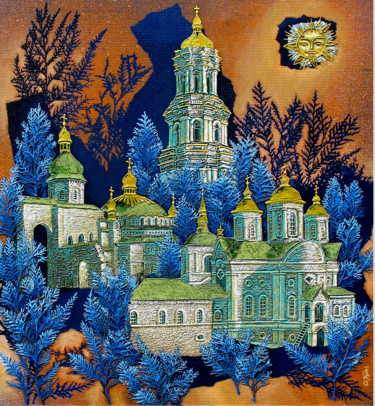 Ζωγραφική με τίτλο "(СТАРЫЙ КИЕВ) Гумен…" από Юрий Тюх, Αυθεντικά έργα τέχνης, Λάδι