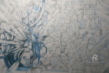 Drawing titled "" Geometries Absurd…" by Mr Foe'Z, Original Artwork, Ballpoint pen Mounted on Plexiglass