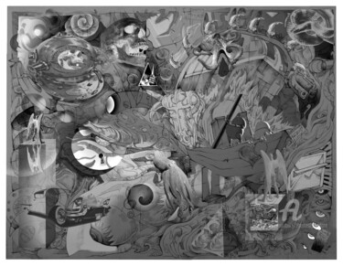 Digital Arts titled "" Dessin & anamorph…" by Mr Foe'Z, Original Artwork, 2D Digital Work