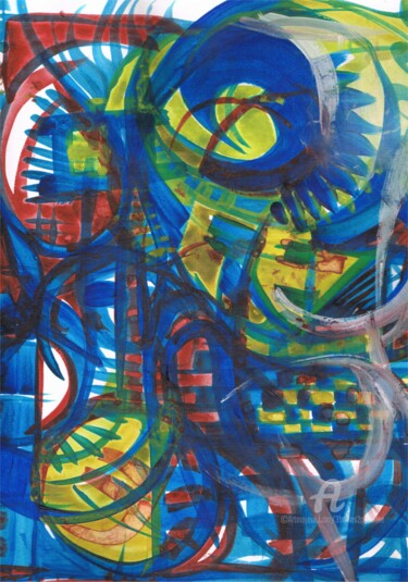 Peinture intitulée "" Structures Oniris…" par Mr Foe'Z, Œuvre d'art originale, Aquarelle