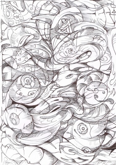 Рисунок под названием "" l'indiscible"" - Mr Foe'Z, Подлинное произведение искусства, Шариковая ручка