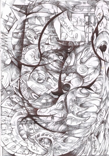 Рисунок под названием "" pluie & soleil "" - Mr Foe'Z, Подлинное произведение искусства, Шариковая ручка
