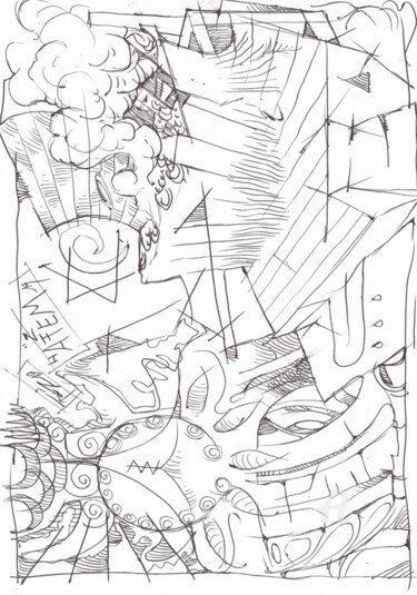 Σχέδιο με τίτλο "" Derniers soupirs "" από Mr Foe'Z, Αυθεντικά έργα τέχνης, Στυλό