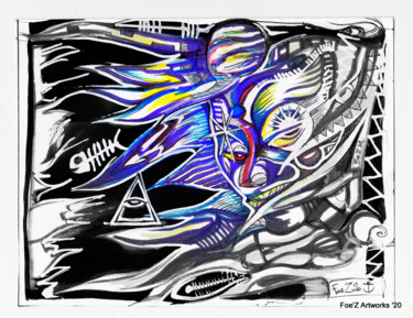 Digitale Kunst getiteld "" Bleu Royal "" door Mr Foe'Z, Origineel Kunstwerk, 2D Digital Work